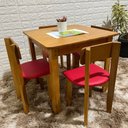 Ver imagem 2 de Conjunto Infantil Mesa com 4 Cadeirinhas Estofadas Cor:vermelha
