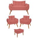 Ver imagem 1 de Kit 02 Poltronas + Namoradeira + Puff Opala Balaqui Decor Rosa