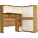 Ver imagem 4 de Guarda Roupa Modulado 6 Portas 5 Gavetas com Mesa Embutida Freijo/Off White Florença Flex