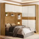 Ver imagem 6 de Guarda Roupa Modulado 6 Portas 5 Gavetas com Mesa Embutida Freijo/Off White Florença Flex