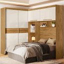 Ver imagem 1 de Guarda Roupa Modulado 6 Portas 5 Gavetas com Mesa Embutida Freijo/Off White Florença Flex