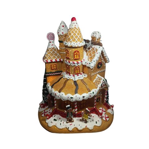 Enfeite Loja de Doces Ginger Natal C/luz 38x33cm Florarte 60145001