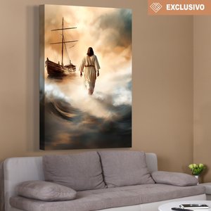 Quadro Decorativo Jesus Andando sobre As Águas Sala Quarto Casa Escritório