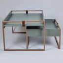 Ver imagem 4 de Conjunto Mesa de Centro Sala de Estar Design com Couro e Mdf:verti/dourado