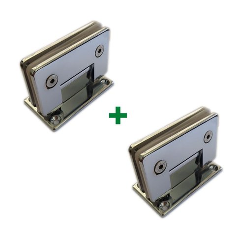 1012 - 2 Dobradiças Central para União Vidro Alvenaria para Porta Blindex - Cromado