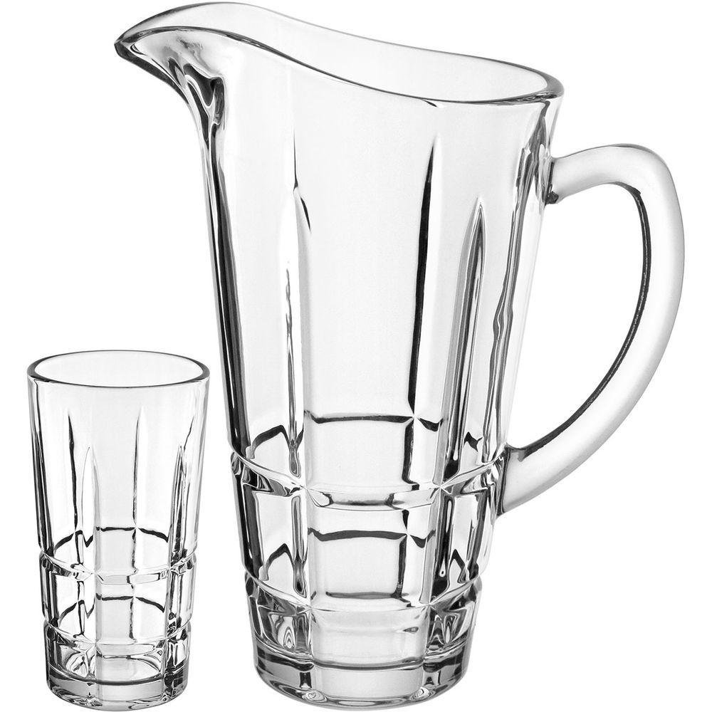 Jogo 7 Peças Jarra/copos para Refresco Suco Água Home&co Vidro 1l/300ml Transparente - 1