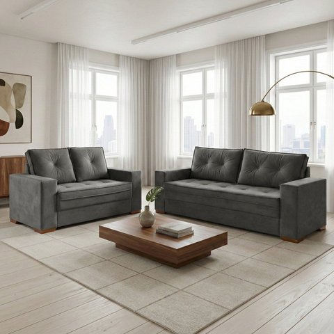 Conjunto de Sofá 2 e 3 Lugares Toquio