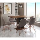 Ver imagem 1 de Mesa Jantar Londres Retangular Amêndoa 137x90 Base Preta 6 Cadeiras Estofadas Nude Médio Base