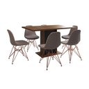Ver imagem 7 de Mesa Jantar Londres Retangular Amêndoa 137x90 Base Preta 6 Cadeiras Estofadas Nude Médio Base