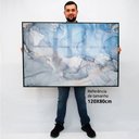 Ver imagem 2 de Quadro Decorativo Caixa Alta com Vidro Abstrato Mármore Azul Maya TaColado Moldura Preta 120 x 80cm