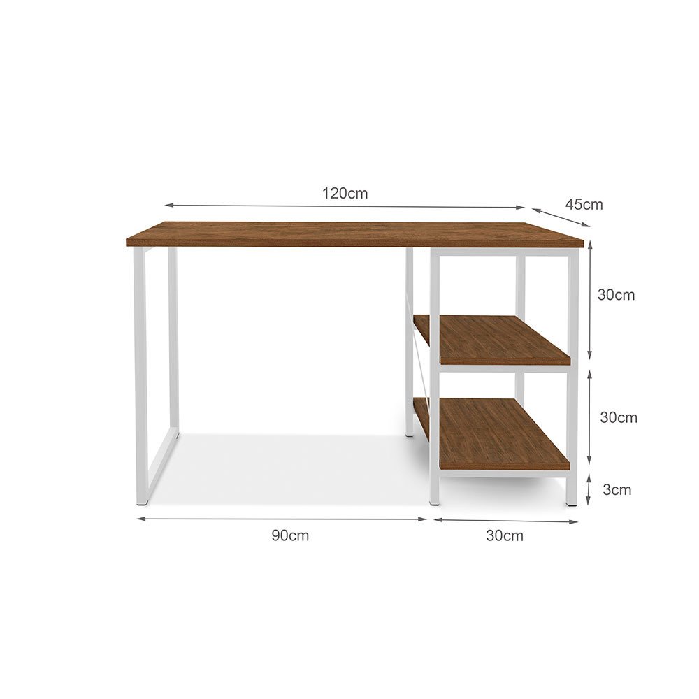 Mesa Escrivaninha para Notebook Office Star 120cm com 2 Prateleiras Klm - 4