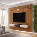 Ver imagem 5 de Painel Trento para TV com Bancada 275 Ripado Freijó Off White com LED -DJ Móveis