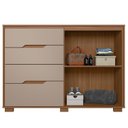 Ver imagem 4 de Cômoda para Quarto 4 Gavetas 2 Portas 147cm Texas Marrom/Carvalho/Fendi