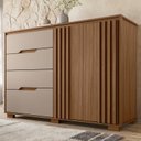 Ver imagem 1 de Cômoda para Quarto 4 Gavetas 2 Portas 147cm Texas Marrom/Carvalho/Fendi