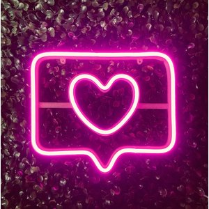 Luminária Parede Balão Coração Rosa Neon Led