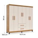 Ver imagem 3 de Guarda Roupa Casal 6 Portas 2 Gavetas 148cm