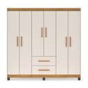 Ver imagem 2 de Guarda Roupa Casal 6 Portas 2 Gavetas 148cm