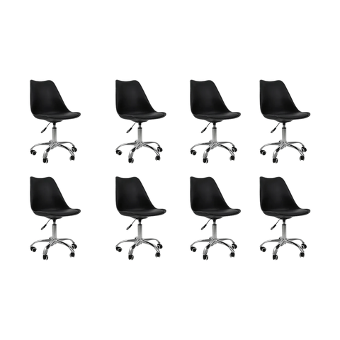 Cadeira Office Base Cromada Oficial com Rodízio Giratória Saarinen - Preto - 8