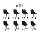 Ver imagem 2 de Cadeira Office Base Cromada Oficial com Rodízio Giratória Saarinen - Preto - 8