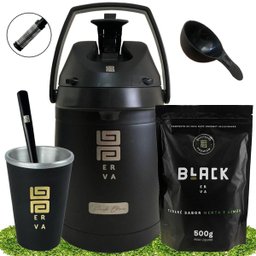 Kit Tereré Black Erva Garrafa 2,5l Cuia Erva Menta e Limão - 1