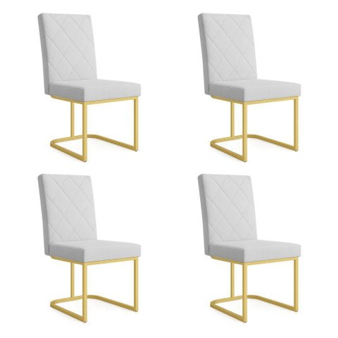 Kit 4 Cadeiras de Jantar Siena Madeira Linho Cinza Vezanor