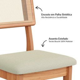 Conjunto 02 Cadeiras de Jantar com Assento Estofado e Encosto com Tela Palhinha Ca35 Dalla Costa - 2
