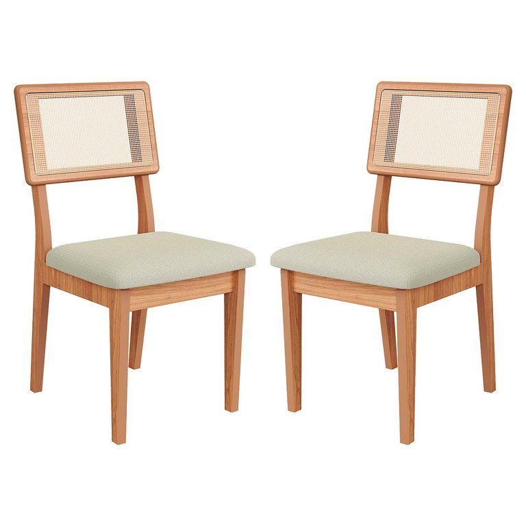 Conjunto 02 Cadeiras de Jantar com Assento Estofado e Encosto com Tela Palhinha Ca35 Dalla Costa Conjunto 02 Cadeiras de Jantar com Assento Estofado e Encosto com Tela Palhinha Ca35 Dalla Costa