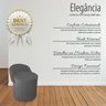 Puff Orgânico Redondo com Encosto Luxo Composé Corino e Suede para Sala e Recepção:cinza Chumbo - 2