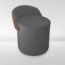 Ver imagem 3 de Puff Orgânico Redondo com Encosto Luxo Composé Corino e Suede para Sala e Recepção:cinza Chumbo