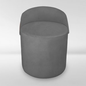 Puff Orgânico Redondo com Encosto Luxo Composé Corino e Suede para Sala e Recepção:cinza Chumbo