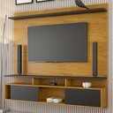 Ver imagem 1 de Painel para Tv até 70 Polegadas Adrian 2 Portas 1 Prateleira Mel/preto - Viero Móveis