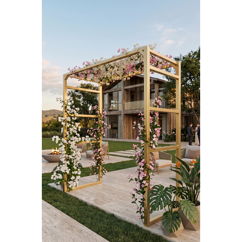 Pergolado 2,45 m Estrutura de Aço para Decoração Natural em Lojas, Jardins e Eventos