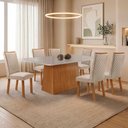 Ver imagem 2 de Mesa de Jantar Aida 180cm Tampo MDF e Vidro Canto Copo com 6 Cadeiras Lira Moderna