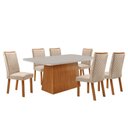 Ver imagem 1 de Mesa de Jantar Aida 180cm Tampo MDF e Vidro Canto Copo com 6 Cadeiras Lira Moderna