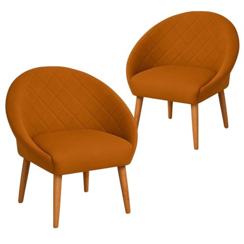 Kit 2 Cadeira Poltronas Resistente para Salão Decorativa Pés de Madeira Resistente Luxo