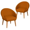 Ver imagem 1 de Kit 2 Cadeira Poltronas Resistente para Salão Decorativa Pés de Madeira Resistente Luxo