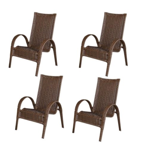 Cadeira Area, Jardim, Quintal Cor Bronze - Kit 4 Peças