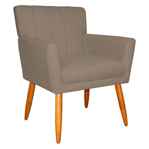 Poltrona Decorativa para Sala de Estar Cecília Suede Cappuccino - Montanaris Decor Md Montanaris Dec