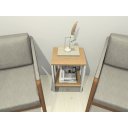 Ver imagem 3 de Mesa de Cabeceira Mesa de Apoio Mesa Auxiliar Mesa Lateral. Cor: Branco e Carvalho