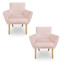 Ver imagem 1 de Kit 2 Poltronas Decorativa Leticia Suede Pés Palito Castanho - Pallazio