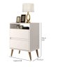 Mesa de Cabeceira Lotus Estilo Retro Pés Palito Cor Off White - JM Casa dos Moveis - 2