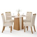 Ver imagem 5 de Sala de Jantar Orus 4 Lugares Tampo MDF Cadeiras Bella Suede Off White 120cm Móveis Henn