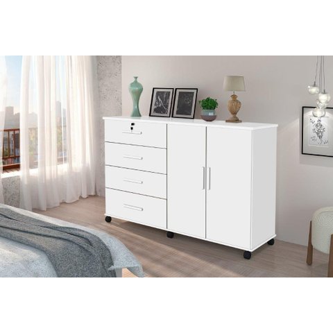 Cômoda / Multiuso Br com Rodízios Cor Branco