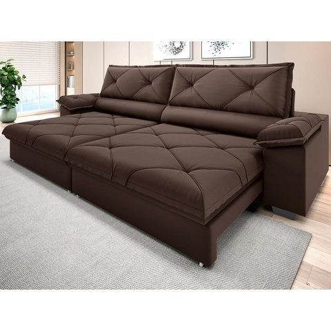 Sofá com Carregador Usb e Molas no Assento Retrátil Reclinável Maestro 2,10m Velosuede - Netsofas