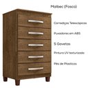 Ver imagem 4 de Comoda 5 Gavetas 57 Cm Moden 2259 Malbec Incp