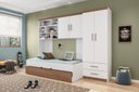 Ver imagem 1 de Quarto modulado Infanto Juvenil Chiara 4 Peças Branco c/ Amadeirado Phoenix Baby