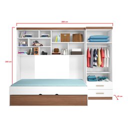 Quarto modulado Infanto Juvenil Chiara 4 Peças Branco c/ Amadeirado Phoenix Baby - 2