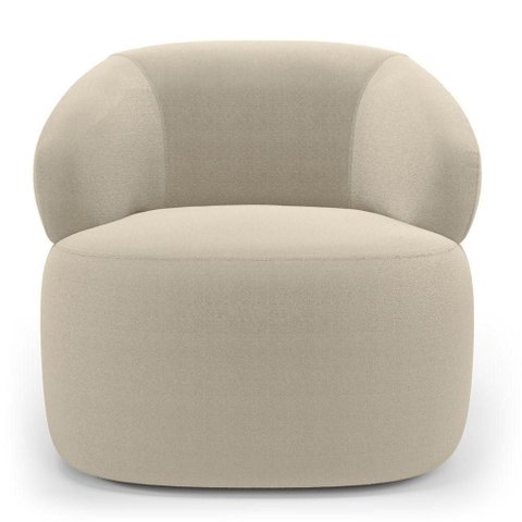 Poltrona Orgânica Giratória Living Glee Bouclê Bege - Desk Design