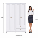 Ver mais imagens de Guarda Roupa Solteiro 4 Portas 2 Gavetas 120cm RP2425 Branco/Ipê - Decibal