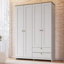 Ver imagem 6 de Guarda Roupa Solteiro 4 Portas 2 Gavetas 120cm RP2425 Branco/Ipê - Decibal